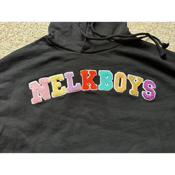 FULL SEND NELKBOYS Mens Chenille HOODIE/Sweatshirt, XL, Oversize, Black - Picture 5 of 7